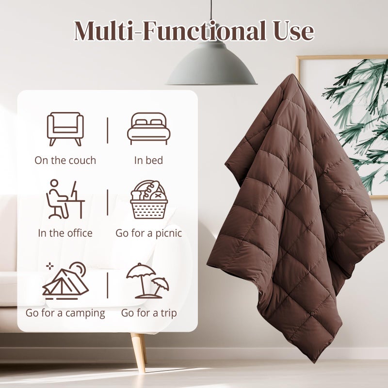 Peace nest Down Throw Blankets for Couch 50x70 Down Blanket for Indoor and Outdoor Throw Blanket use Soft Lightweight Throw Blanket Chocolate - Image 5